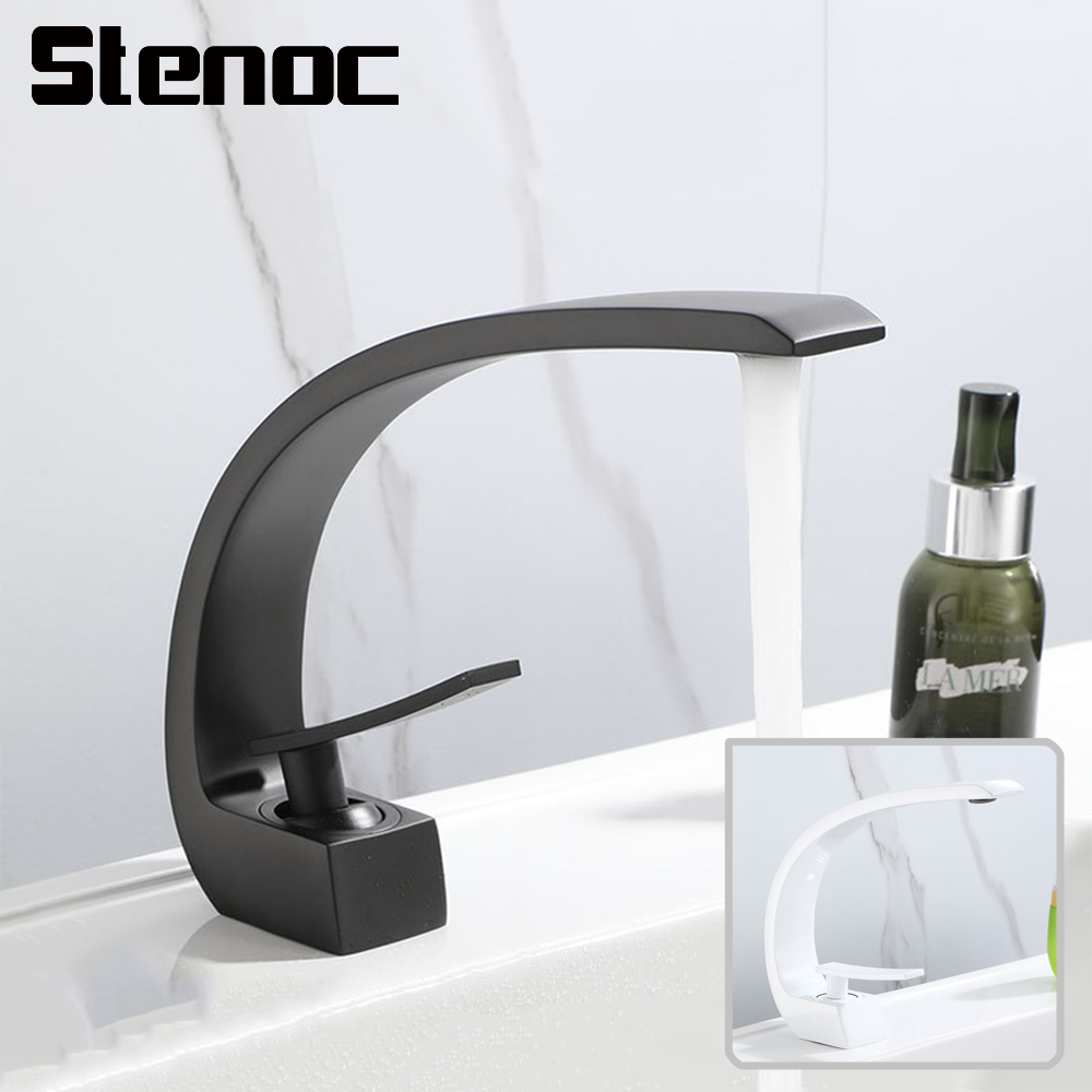 Silicone Tap Washer - Schwarz/Weiß Curve Design Waschtischarmaturen Badezimmer Wassermischbatterien